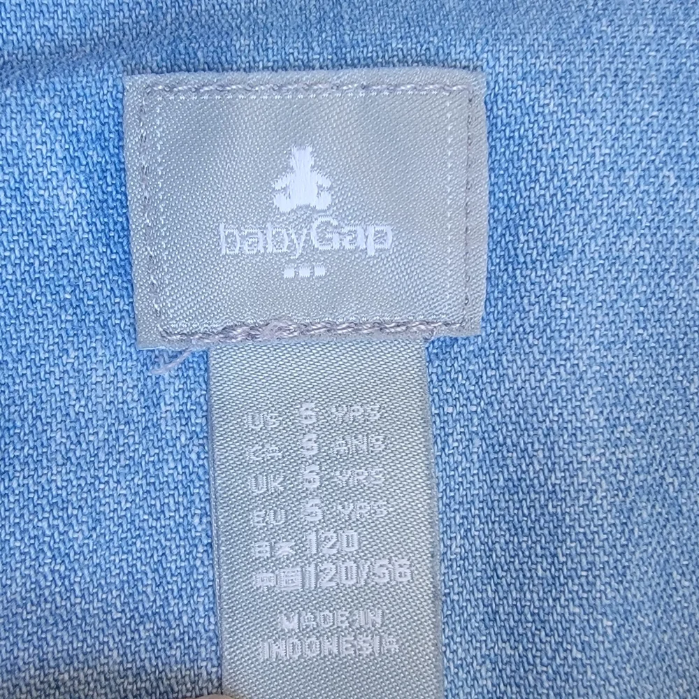 Baby GAP Boys Blue Chambray Denim Snap Up Western Shirt Unisex Sz 5 Long Sleeved